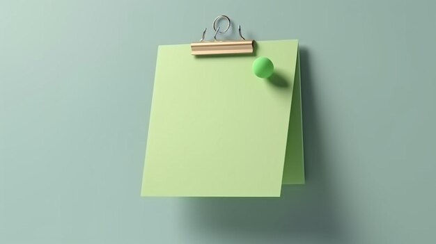 A green clipboard with a paper clip and a paper clipgenerative ai