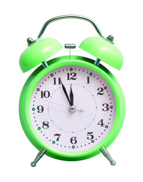 Green clock on white isolated, which shows the approximate 12 hours