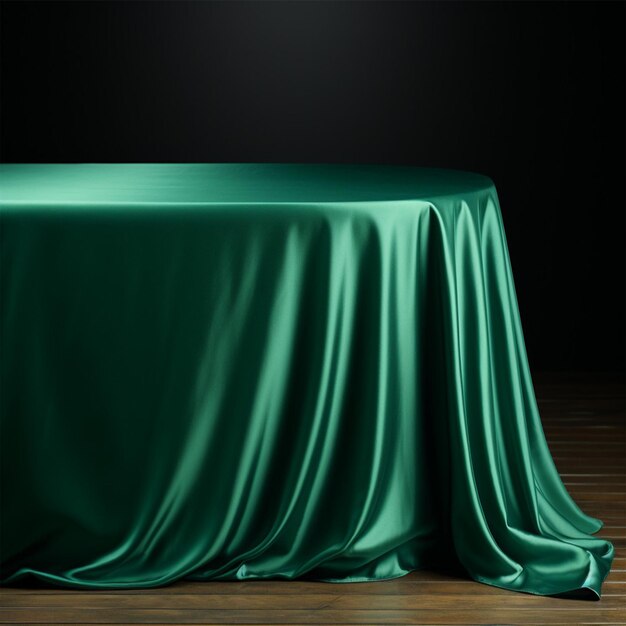 Photo a green cloth with a green cloth on it sits on a wooden floor