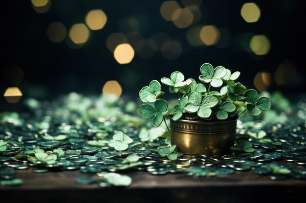 그린 클로버 콘페티 보케 (St. Patrick's Day)