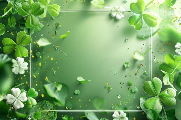 Green clover frame background Space for text St Patrick