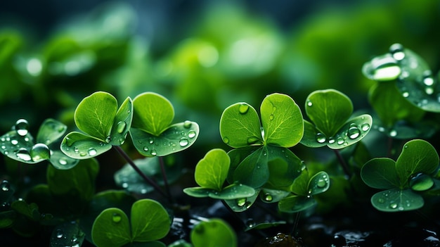 green clover leaf in the forest