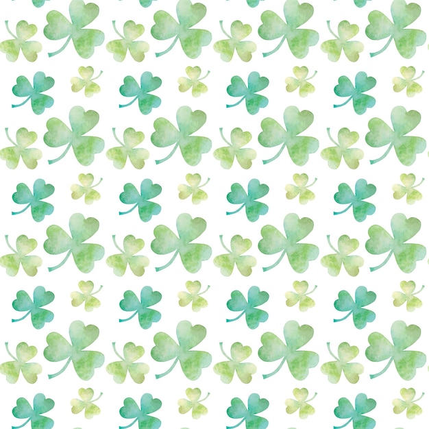 Green clover watercolor seamless pattern