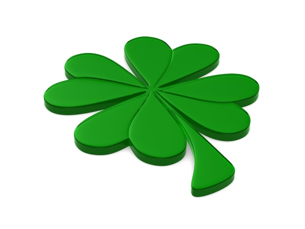 Photo green clover on white background. isolated 3d illustration