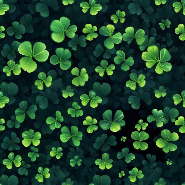 Green clovers as abstract background wallpaper banner texture design with pattern vector Dark colors