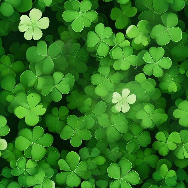 Green clovers on a green background