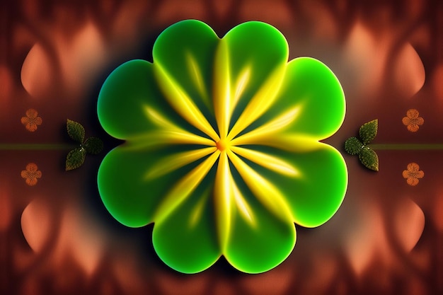 Photo green clovers in a green and yellow background