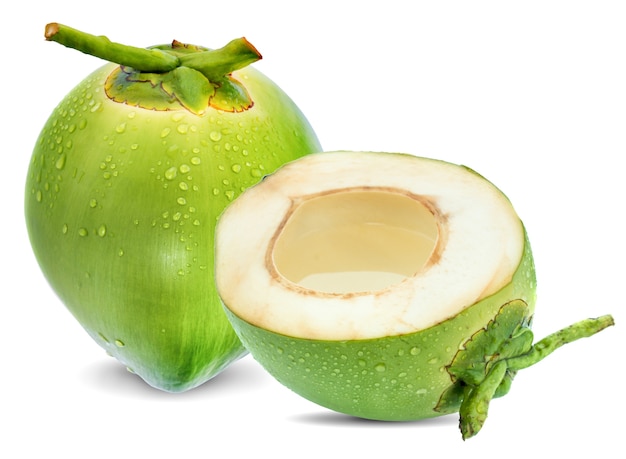 Green coconut isolated on white background