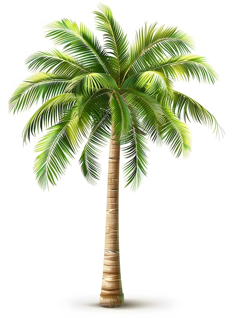 green coconut tree isolated on white background