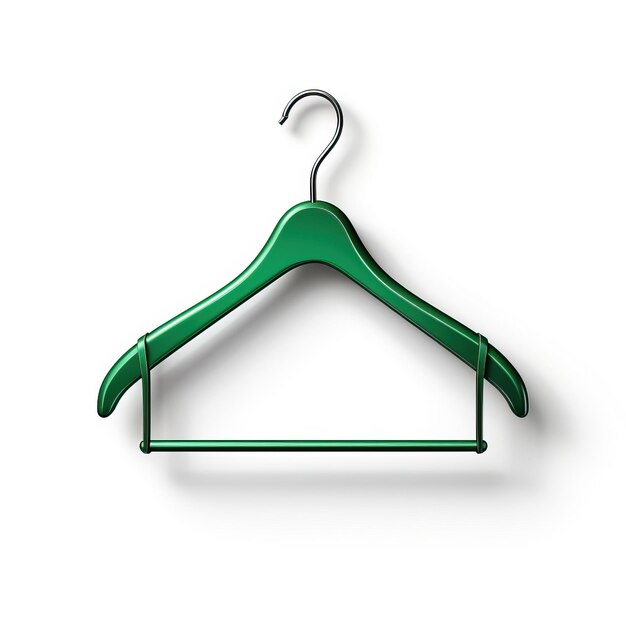 Green color Clothes hanger 3D vector white background iso