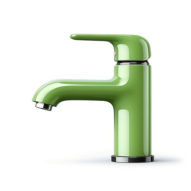Green color Faucet flat vector white background isolated