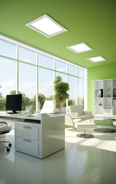 Green color harmony in the workspace