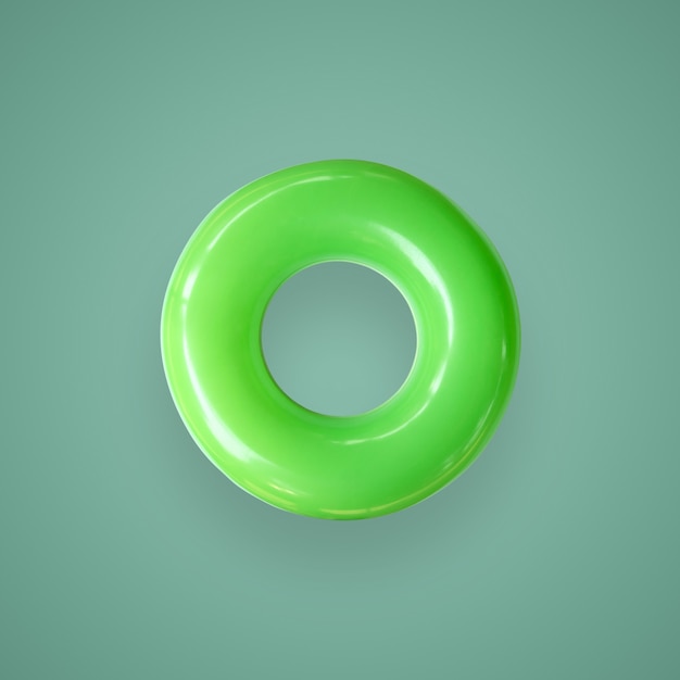 Photo green color swim rings isolated on beautiful pastel color background, with clipping path.