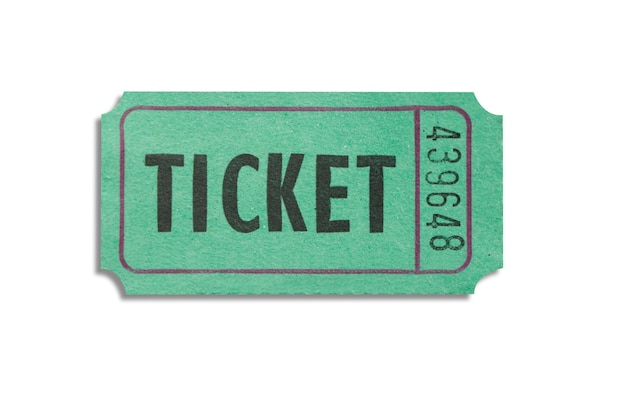 Green color ticket isolated