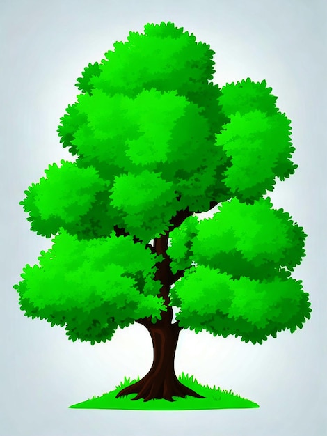 Foto foto di albero di arte del fumetto di vettore di colore verde