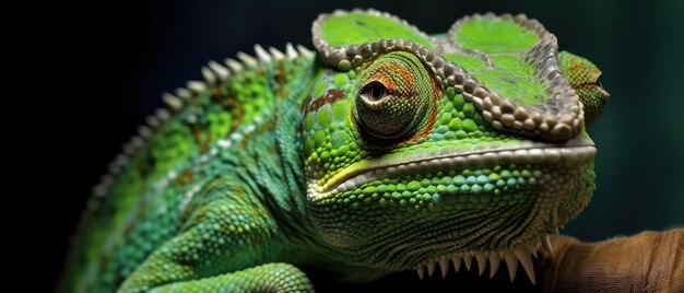 Foto camaleonte di colore verde ai generativo