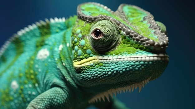 Green colored chameleon Generative ai