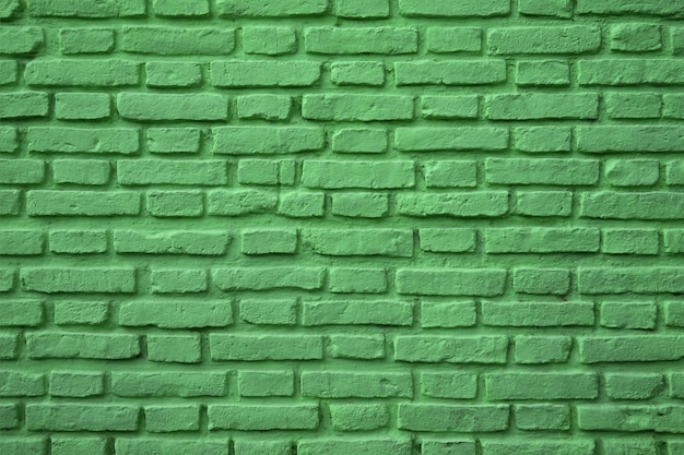 Green Colored Old Brick Wall for Background