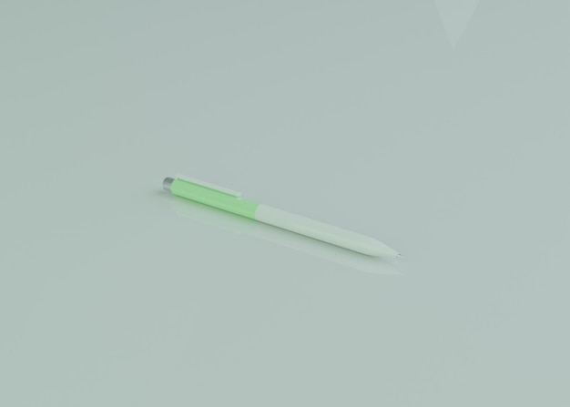 Green colored pen 3D rendered image