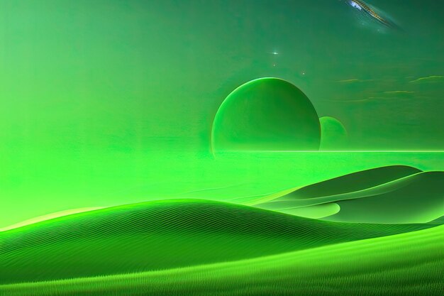 Green colorful nature landscape background with copy space generative ai art