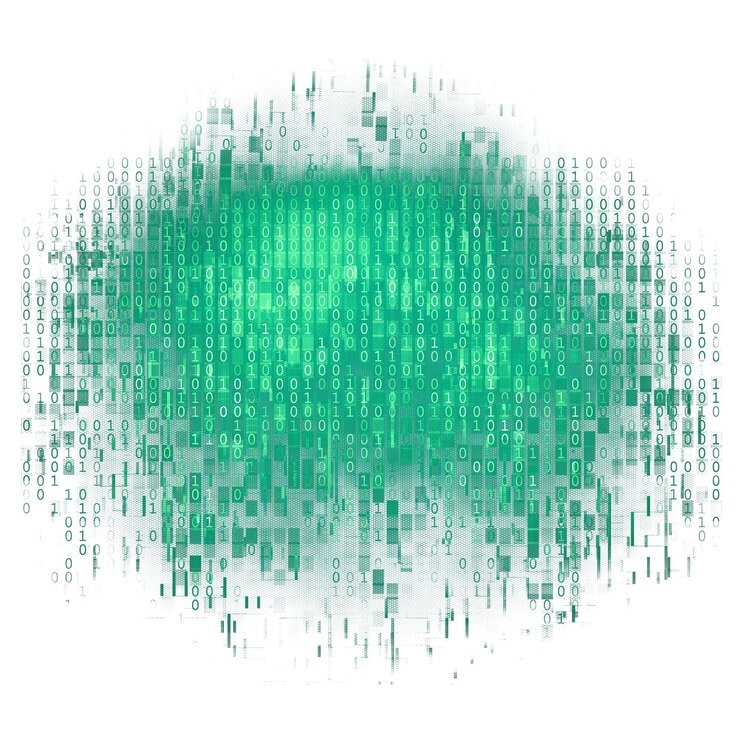 Photo green computer code png abstract technology element transparent background