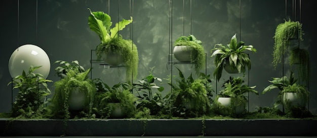 Green concept for indoor plants and flowers