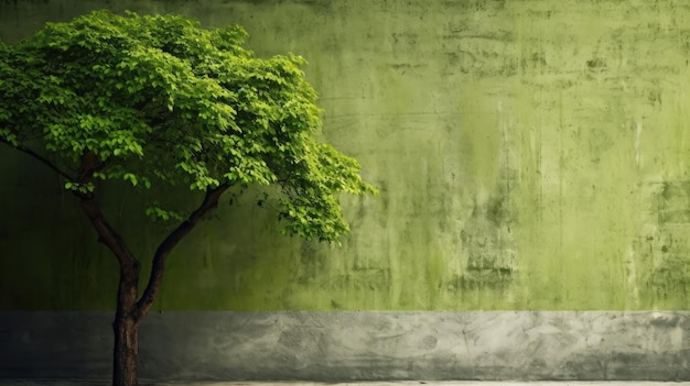 A green concrete wall