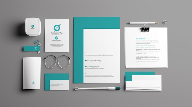 green corporate business brand identity business stationery