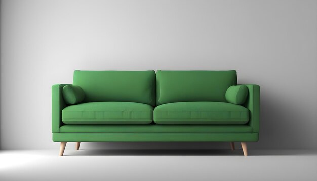 a green couch with the word quot the word quot on the back