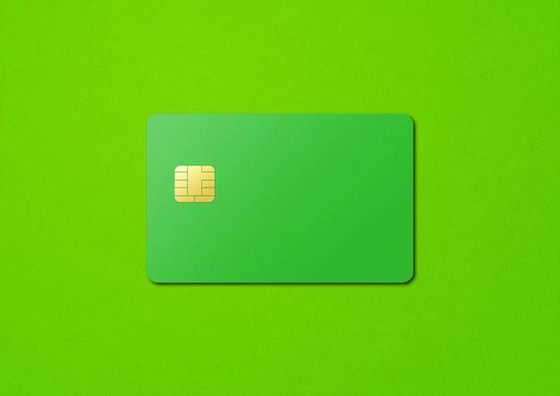 Photo green credit card template isolated on a color background 3d illustration