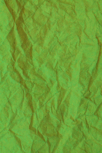 Green crumpled paper background.