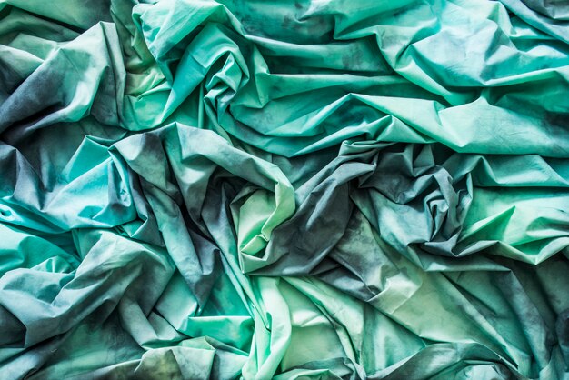 Photo green crumpled textured fabrics