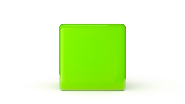 Green cube isolated on a white background 3d rendering illustration