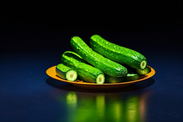 녹색 호박 채소 영양이 좋은 맛있는 신선한 음식 벽지 배경 일러스트레이션