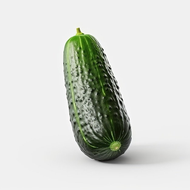 A green cucumber with a white background