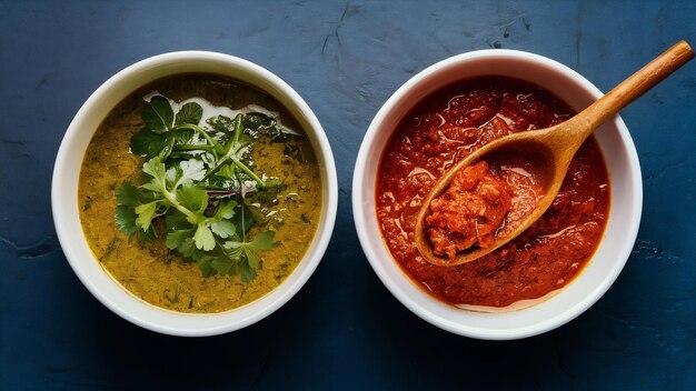 Green curry paste and red curry paste made from chili