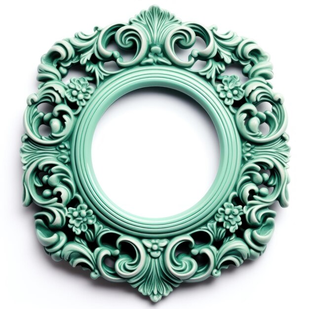 a green decorative frame with a green flower on it.