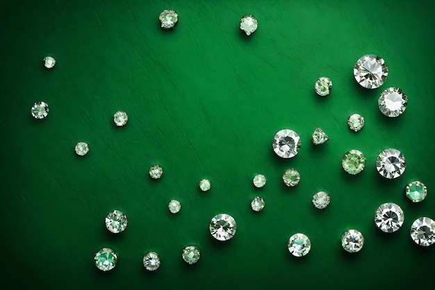 Premium AI Image | Green diamond flat lay background
