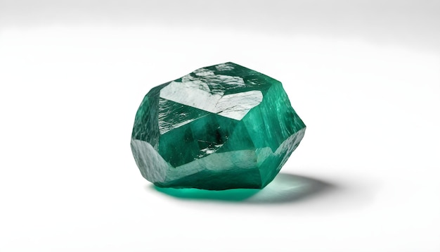 Photo a green diamond is on a white surface