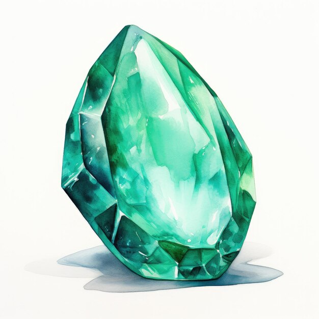 Photo a green diamond with green gemstone on a white background