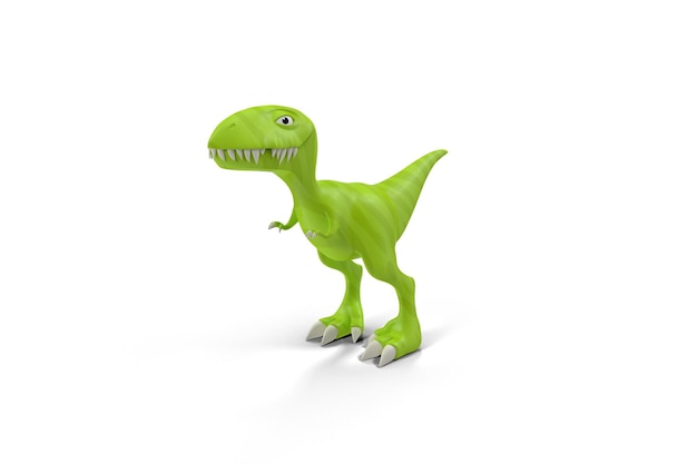 Green dinosaur toy on a white background