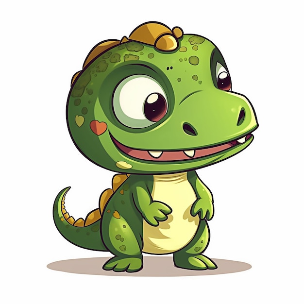 A green dinosaur with a big smile and a big smile on his face.