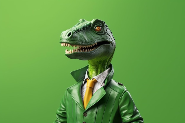 Photo a green dinosaur with a green shirt and a green j