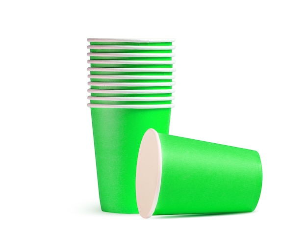 Green disposable paper cups