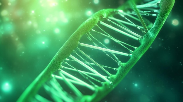 A green dna strand with the word dna on it