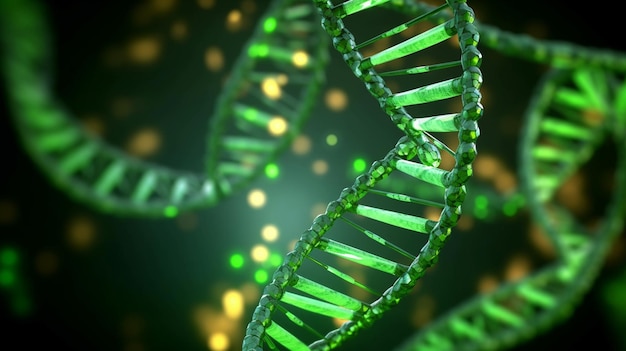 A green dna strand with the word dna on it