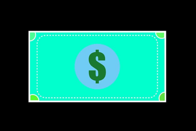 黒い背景の緑色のドル紙幣のアイコン