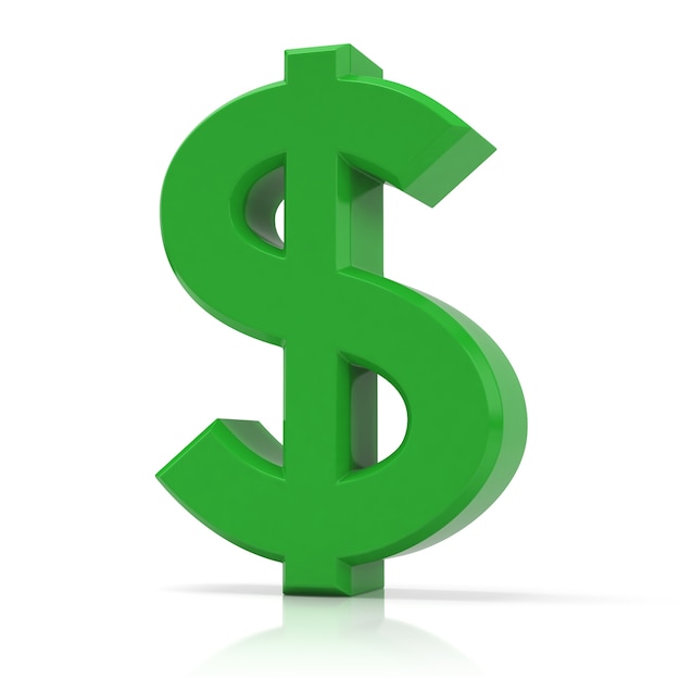 green dollar sign isolated on white background