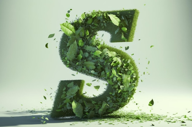 A green dollar sign made of leaves shattering Concept of environmental economics and sustainable finance Ai generative