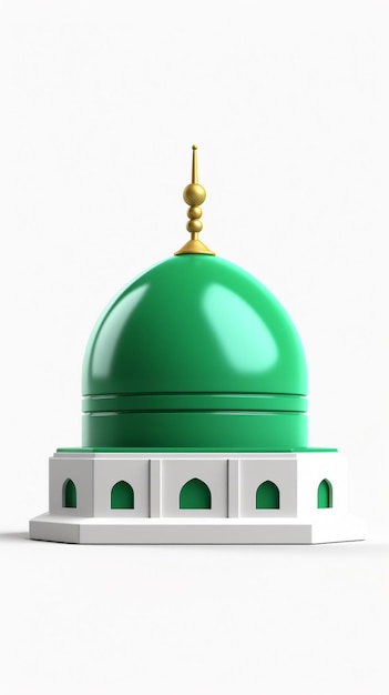 A green dome of a mosque